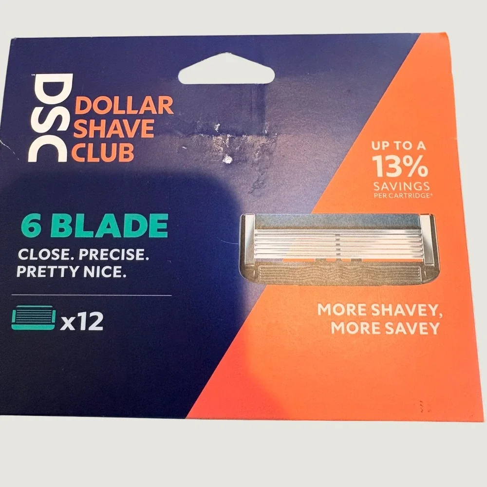Dollar Shave Club Razor Refill Cartridges 12 Count 6 Blade NEW Grooming Care